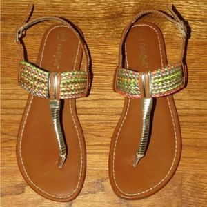 Tan & Multi-Color Braided Sandals